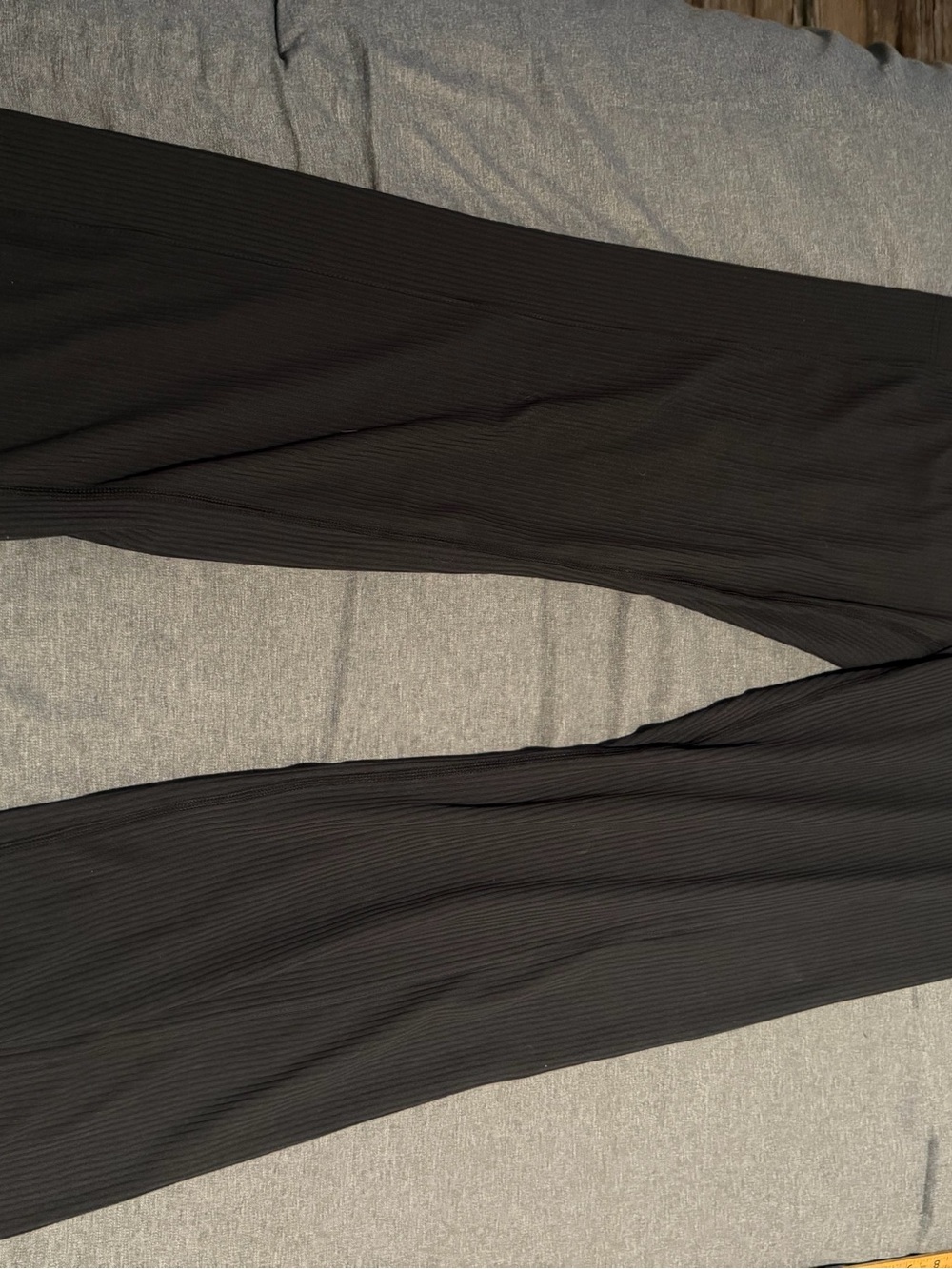 Black Ribbed Wide Leg Pants